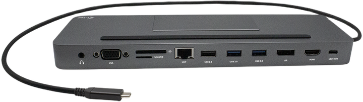 Док-станція i-tec USB-C Metal Ergonomic 4K 3x Display Docking Station Silver (C31FLATPRO100) - зображення 3