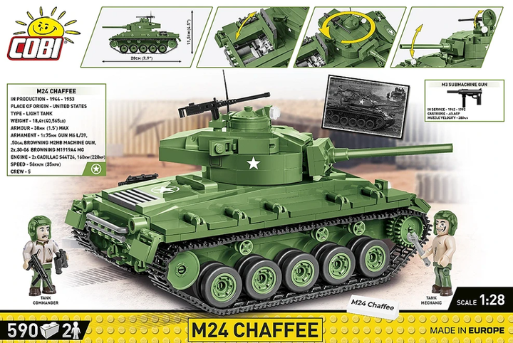 Конструктор COBI-2543 Американский танк M24 Chaffee 1:35 (590 деталей) - изображение 3