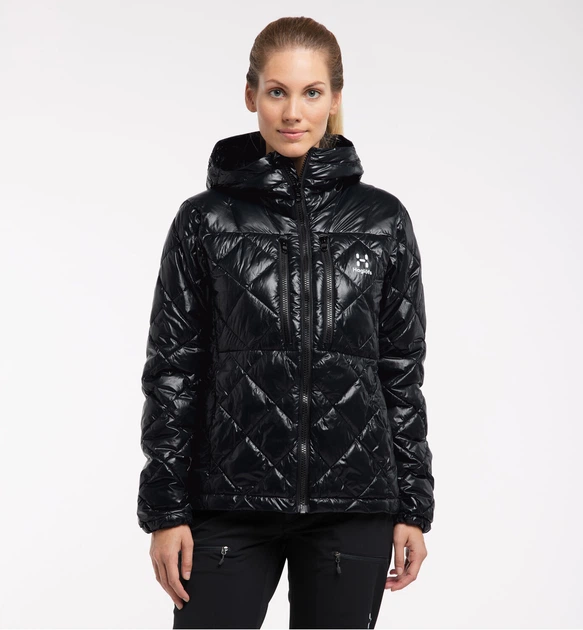 Жіночий зимовий мікропуховик Haglofs Roc Mimic Hood теплий чорного кольору розмір XS - изображение 2