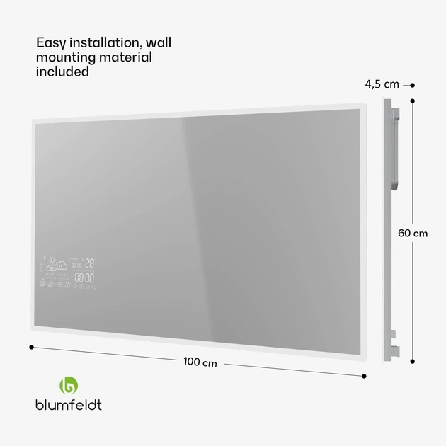 Инфракрасный обогреватель Blumfeldt ReflectiHeat Smart Настенный обогреватель-зеркало 500 Вт - изображение 8