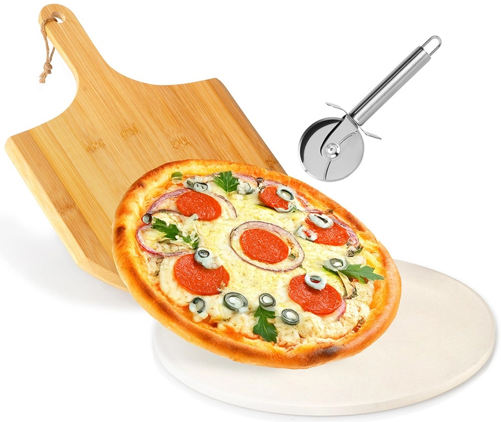 Камінь для випікання піци Orion 279072 з лопатою та ножем 3 елементи (5907610289083) - зображення 2