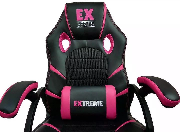 Игровое кресло Extreme EX Blue чёрно-розовое экокожа + мембранная ткань, 117×65×49 см, 120 кг - изображение 6