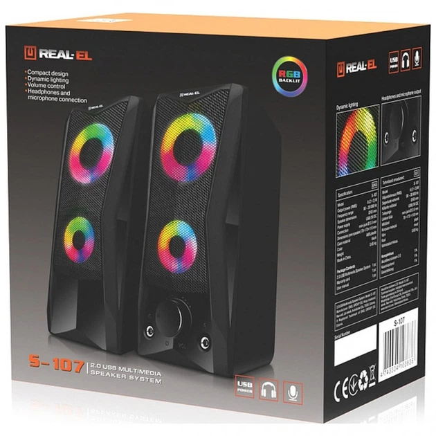 Акустическая система REAL-EL S-107 USB Black (EL121100017) (17085) - изображение 9