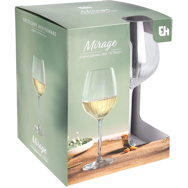 Келихи для вина Excellent Houseware 139518 скляні 4 x 380 мл (8721037280037) - зображення 3