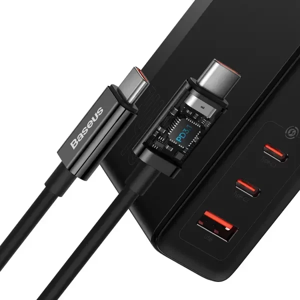 Зарядное устройство СЗУ Baseus GaN5 Pro Fast Charger QC4.0+PD3.1 140W USB+2Type-C 5A Black (CCGAN140CE) - изображение 5