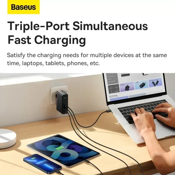 Зарядное устройство СЗУ Baseus GaN5 Pro Fast Charger QC4.0+PD3.1 140W USB+2Type-C 5A Black (CCGAN140CE) - изображение 8