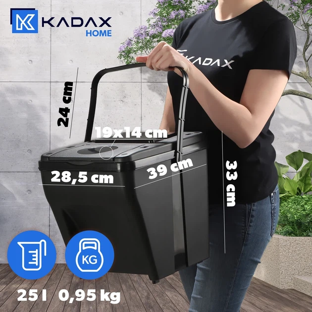 Zestaw koszy do segregacji odpadów Kadax z naklejkami 25 l 4 szt (5903699442050) - obraz 3
