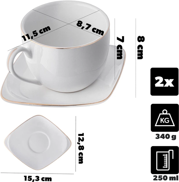 Zestaw filiżanek Kadax Fraisse ze spodkami 2x250 ml (5906638301104) - obraz 4