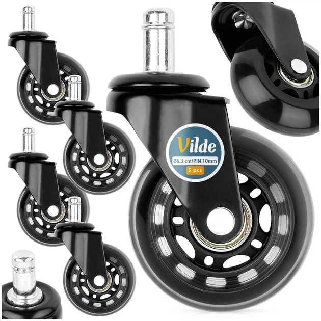 Kółka do fotela Vilde 569997 IKEA kauczukowe 6.3 cm x 10 mm 5 szt (5904316481773) - obraz 5