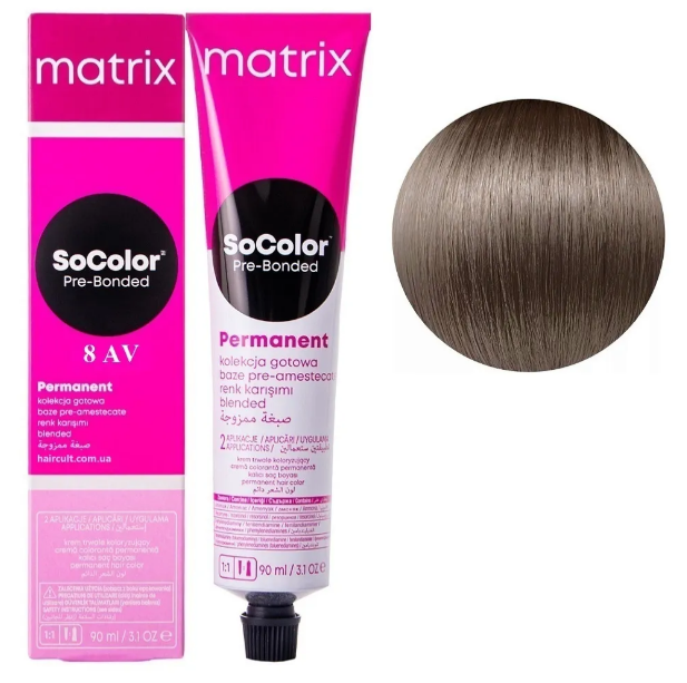 Крем-краска Matrix SoColor Pre-Bonded Cream №8AV Перламутровый пепельный светлый блондин 90 мл (26589WB) - Фото 1 Крем-краска Matrix SoColor Pre-Bonded Cream №8AV Перламутровый пепельный светлый блондин 90 мл (26589WB) - изображение 1