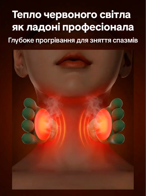Беспроводной массажер ручки для тела шеи и плеч мышечный инфракрасный массаж 4 головки 3 режима с подогревом руками - изображение 3