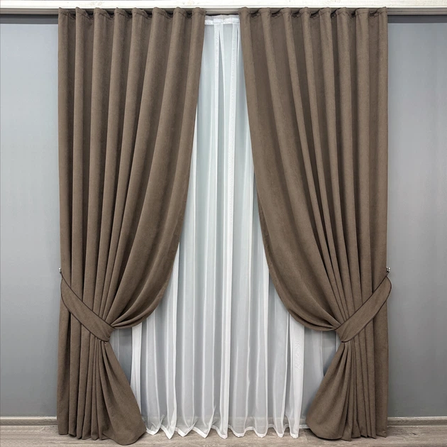 Комплект готовых штор VR-Textil Микровелюр SPARTA № 1036ш Мокко 100х290 см 2 шт (31-342) - Фото 2 Комплект готовых штор VR-Textil Микровелюр SPARTA № 1036ш Мокко 100х290 см 2 шт (31-342) - изображение 2