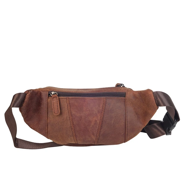 Мужская кожаная поясная сумка BUFFALO BAGS M8879Q коричневый нубук - изображение 4