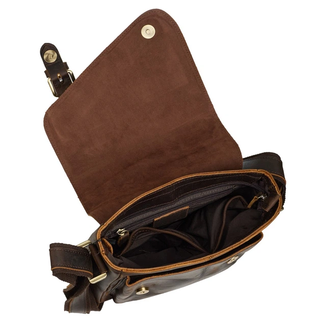 Мужская кожаная сумка через плечо BUFFALO BAGS 6228R коричневый нубук - изображение 6