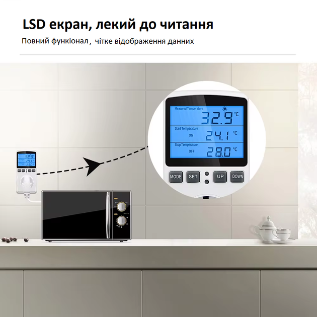 Терморегулятор в розетку Inted цифровой регулятор реле температуры термостат 16А с выносным датчиком 1,7м - Фото 3 Терморегулятор в розетку Inted цифровой регулятор реле температуры термостат 16А с выносным датчиком 1,7м - изображение 3