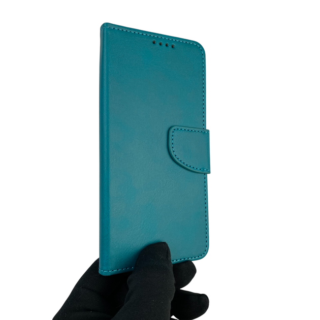 Чохол-книжка для телефона Xiaomi Redmi 9 шкіряна з магнитною застібкою із відділенням для карток бірюзова - Фото 2 Чохол-книжка для телефона Xiaomi Redmi 9 шкіряна з магнитною застібкою із відділенням для карток бірюзова - зображення 2