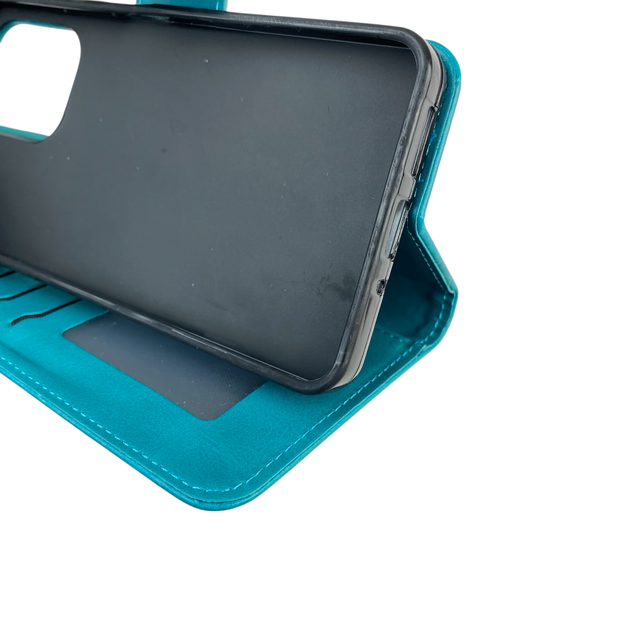 Чохол-книжка для телефона Xiaomi POCO C65 шкіряна з магнитною застібкою із відділенням для карток бірюзова - зображення 3