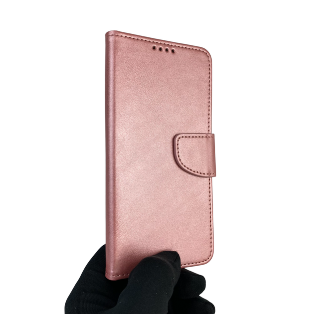 Чохол-книжка для телефона Samsung Galaxy M12 (SM-M127F) шкіряна з магнитною застібкою із відділенням для карток рожева - Фото 2 Чохол-книжка для телефона Samsung Galaxy M12 (SM-M127F) шкіряна з магнитною застібкою із відділенням для карток рожева - зображення 2