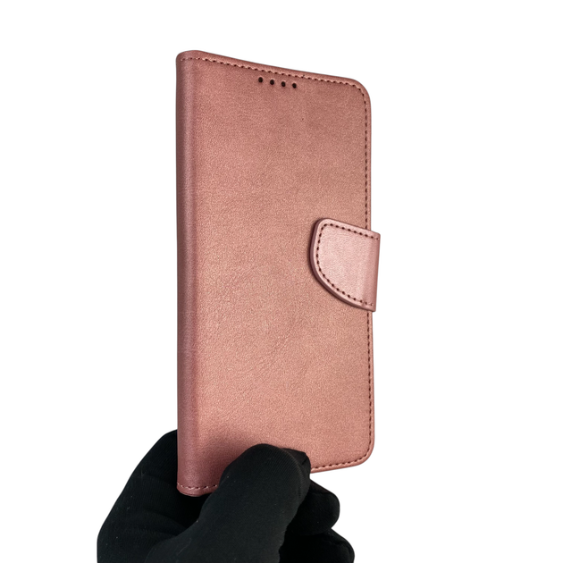 Чехол-книжка для телефона Vivo Y21 кожанная с магнитной застежкой с отделением для карт розовая - Фото 2 Чехол-книжка для телефона Vivo Y21 кожанная с магнитной застежкой с отделением для карт розовая - изображение 2