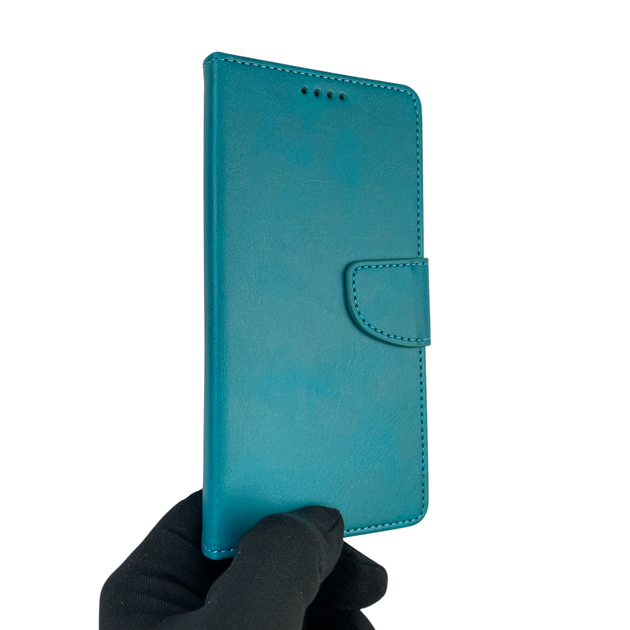 Чехол-книжка для телефона Tecno Spark 6 Go (KE5) кожанная с магнитной застежкой с отделением для карт бирюзовая - изображение 2