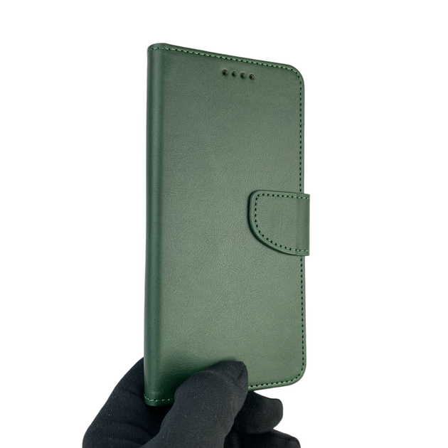 Чохол-книжка для телефона Xiaomi Redmi 14C шкіряна з магнитною застібкою із відділенням для карток зелена - зображення 2