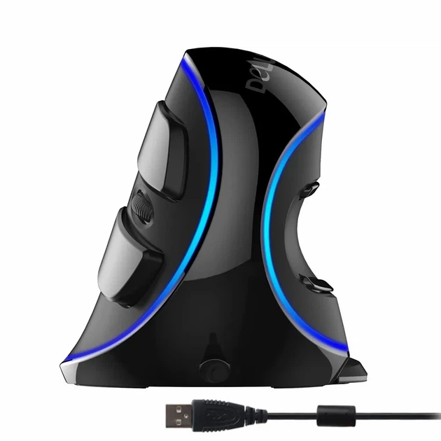 Вертикальная проводная мышь Delux M618P Blue, подсветка, 6 кнопок, 400–4000 DPI - Фото 2 Вертикальная проводная мышь Delux M618P Blue, подсветка, 6 кнопок, 400–4000 DPI - изображение 2