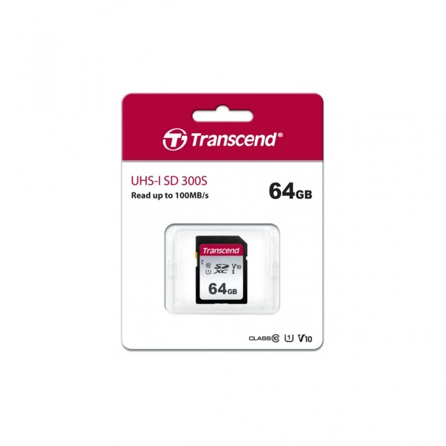 Карта пам'яті Transcend 64GB SDXC class 10 UHS-I U1 V10 (TS64GSDC300S) (17501) - Фото 2 Карта пам'яті Transcend 64GB SDXC class 10 UHS-I U1 V10 (TS64GSDC300S) (17501) - зображення 2