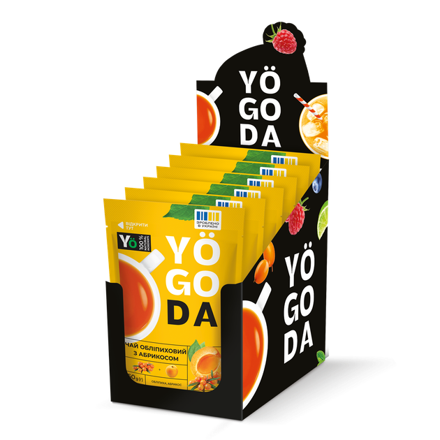 Чай «Обліпиховий з Абрикосом» YOGODA З медом 6шт х 50г ШоуБокс 003012 - изображение 3