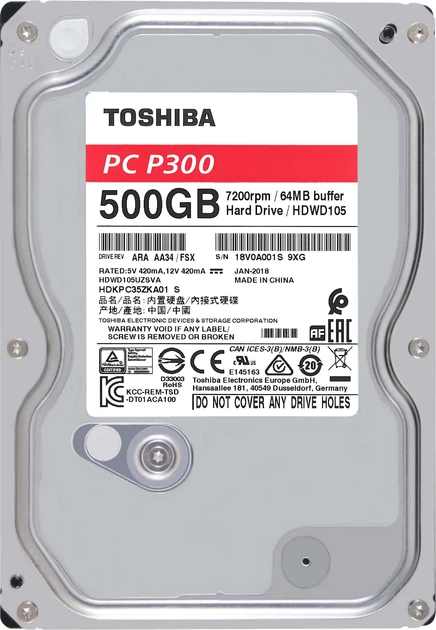 Dysk twardy Toshiba P300 500GB 7200 RPM 64MB 3.5" SATA III (4051528216691) - obraz 2