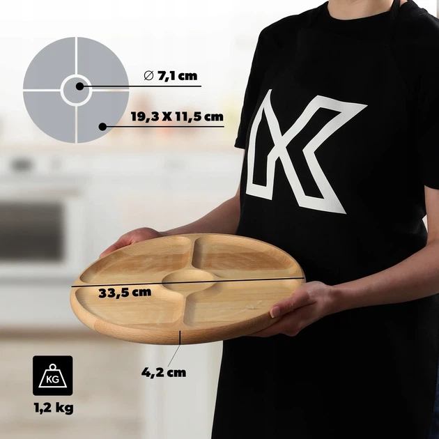 Taca do serwowania przekąsek Kadax obrotowa z drewna naturalnego 33.5 cm (5903699481264) - obraz 3