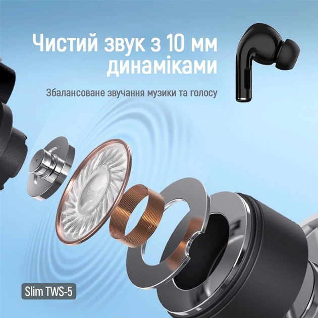 Наушники ColorWay Slim TWS-5 Earbuds Black (CW-TWS5BK) - изображение 10