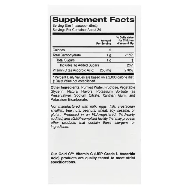 Витамины и минералы Kids Gold C Liquid, 118 мл Апельсин California Gold Nutrition 000328611 - изображение 2