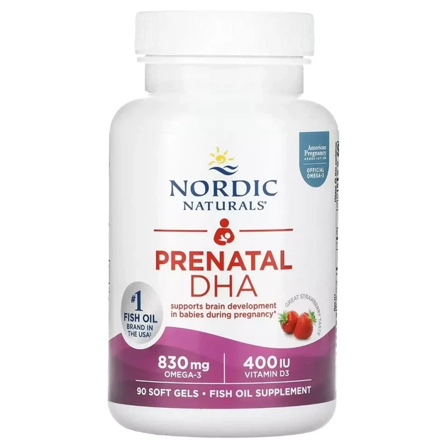 ДГК (докозагексаеновая кислота) для беременных, Prenatal DHA, Nordic Naturals, вкус клубники, 90 капсул - изображение 3