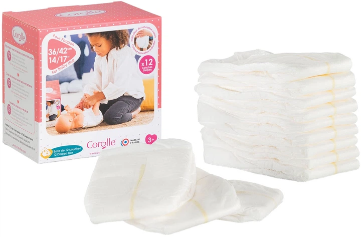 Набір підгузків для ляльок Corolle Mon Grand Poupon 12 шт 9000141550 (4062013141558) - зображення 2