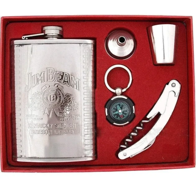 Подарунковий набір Фляга + Компас + Мультиніж + Чарка Jim Beam 255мл - Фото 1 Подарунковий набір Фляга + Компас + Мультиніж + Чарка Jim Beam 255мл - изображение 1
