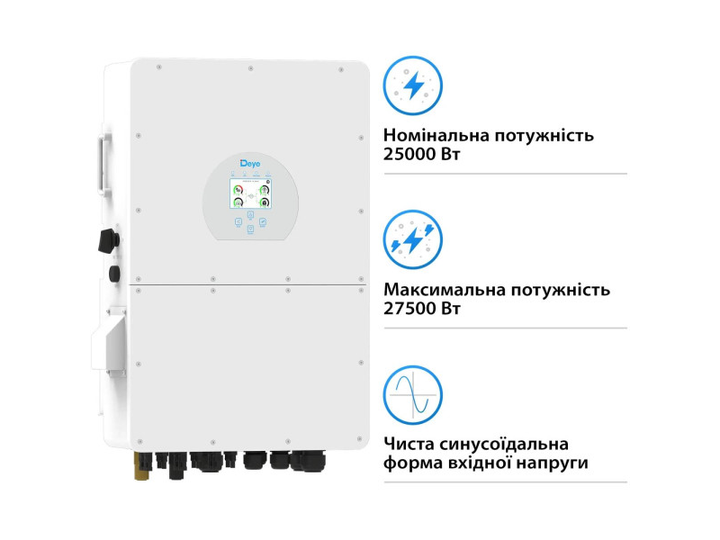 Гібридний сонячний інвертор (hybrid) Deye SUN-25K-SG02HP3-EU - изображение 2