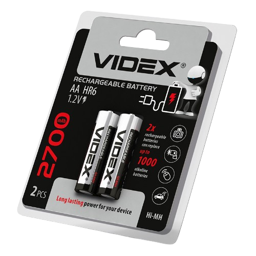 Акумулятор AA/HR06 2700mAh (бл-2шт) Videx - Фото 2 Акумулятор AA/HR06 2700mAh (бл-2шт) Videx - зображення 2