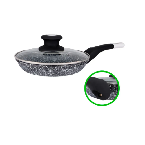 Сковорідка d24см/h5,5см скляна кришка алюміній QD-F0324 - L Interos - изображение 2