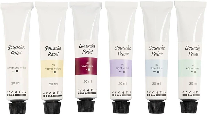 Zestaw farb gwaszowych Creativ Company kolory pastelowe 6 x 20 ml (5712854788298) - obraz 2
