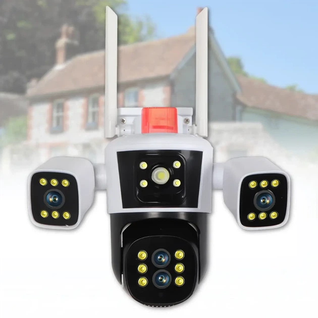 Вуличная WiFi камера 12MP з оглядом 360° та 3 об'єктивами - изображение 3
