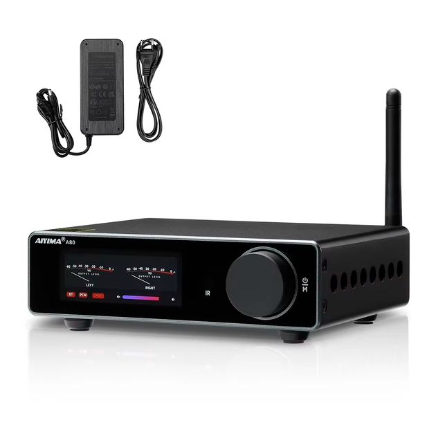 Підсилювач звуку AIYIMA A80 black + блок живлення 48V. Bluetooth 5.1, AUX, 300Wx2 (TPA3255) - Фото 1 Підсилювач звуку AIYIMA A80 black + блок живлення 48V. Bluetooth 5.1, AUX, 300Wx2 (TPA3255) - зображення 1
