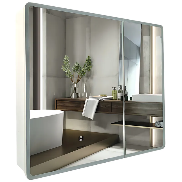 Дзеркальний шкафчик Mixxus Premium Olivary CM01-80x70x13 з LED Touch, димером, регулятором яскравості (MI8296) - зображення 6
