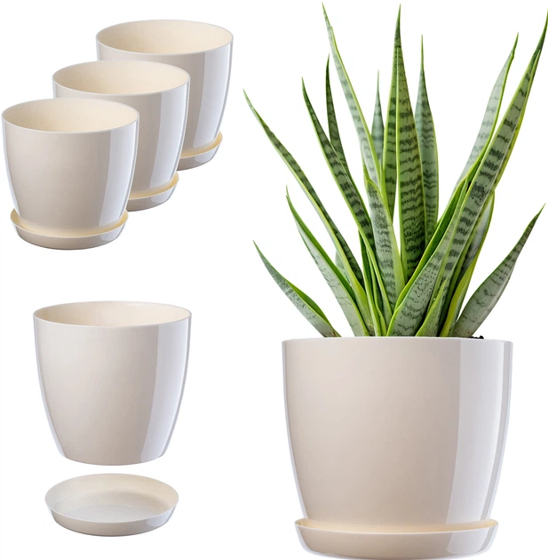 Горщик Kadax Agen з підставкою 23 см 3 шт. Кремовий (K8140) - зображення 2