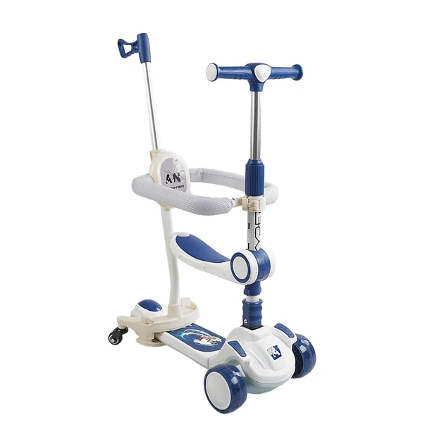 Самокат детский 5в1 Skyper GH-51784 с родительской ручкой, со светящимися колёсами, украинским озвучиванием, защитным бампером и дополнительными колёсами, от 1,5 лет - изображение 5