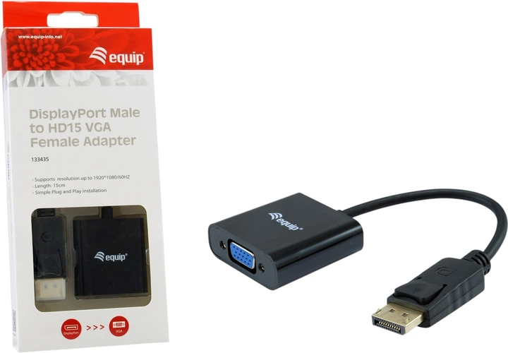 Адаптер Equip DisplayPort Male to VGA Female 0.15 м Black (133435) - зображення 5
