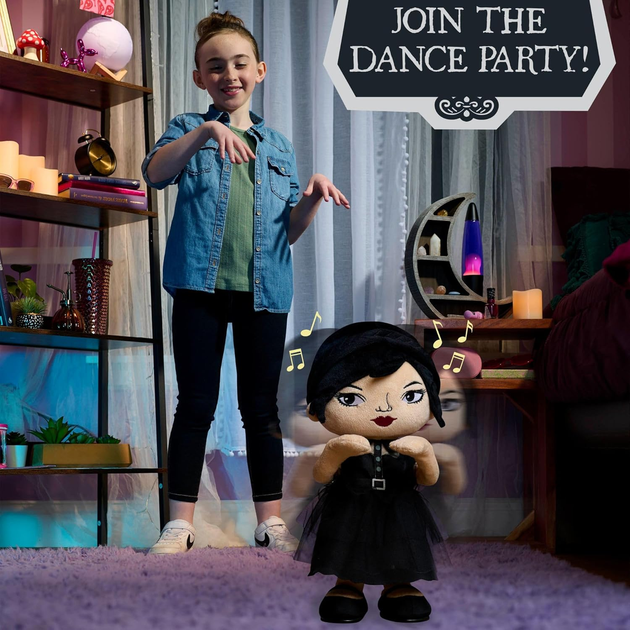 Плюшева лялька Just Play Танцююча Уенсдей WEDNESDAY Dancing Plush Doll with Music and Movement, 30-см Dancing Plushie - зображення 3