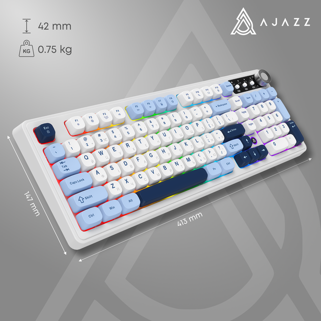 Клавіатура бездротова Ajazz AF98 Plus Wireless/Bluetooth/USB White