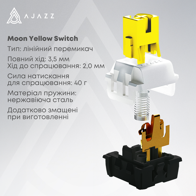 Дротова механічна клавіатура Ajazz AK650 Moon Yellow switches Gray White Yellow (AK650-MY-GWY) - Фото 8 Дротова механічна клавіатура Ajazz AK650 Moon Yellow switches Gray White Yellow (AK650-MY-GWY) - зображення 8