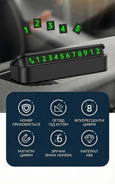 Паркувальна карта автовізитка Car Temporary Parking Card Black - Фото 2 Паркувальна карта автовізитка Car Temporary Parking Card Black - изображение 2