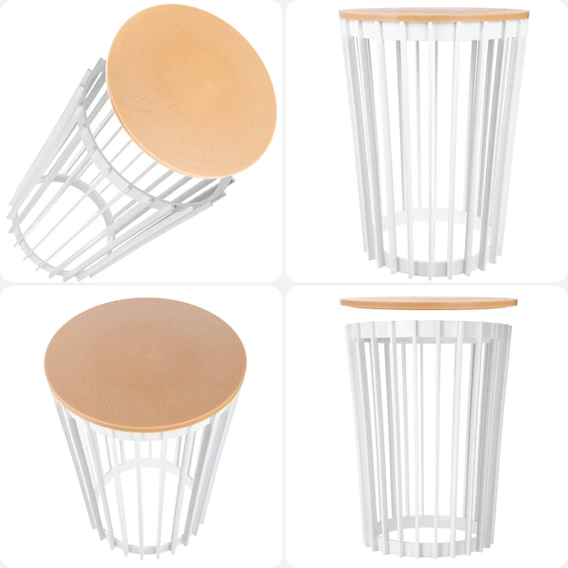 Stolik kawowy Kadax K12545 Aytre okrągły z ażurową konstrukcją 40 cm Biały (5906638323076) - obraz 9